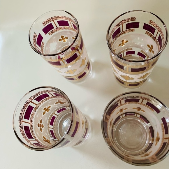 Gold Mid century  Gold and Purple glasses of 4 - Picture 8 of 9
